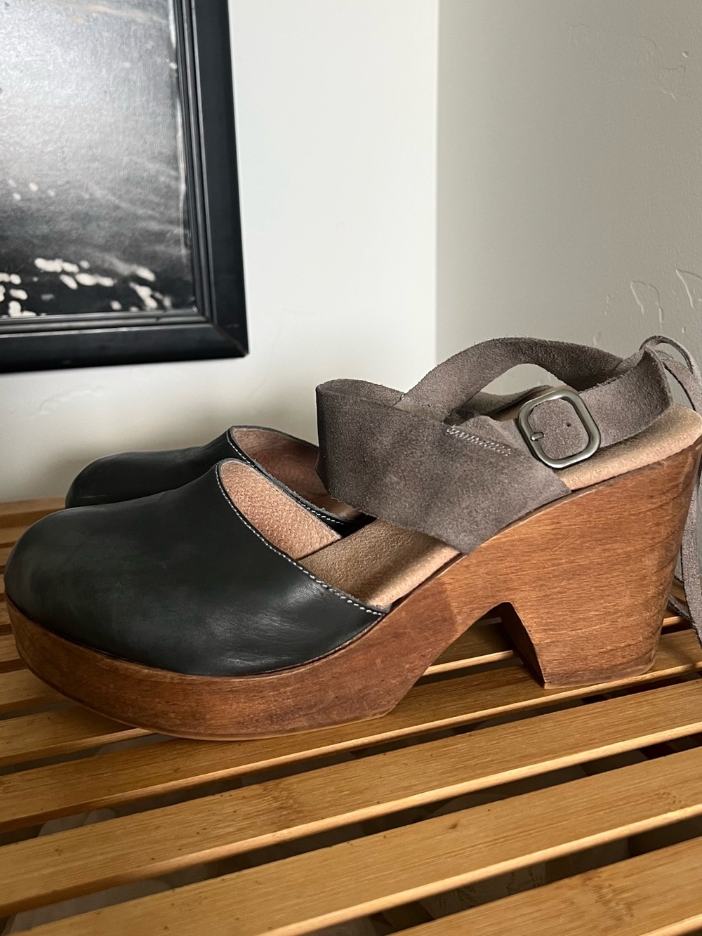Free people Belmont clog black grey distressed EU 41